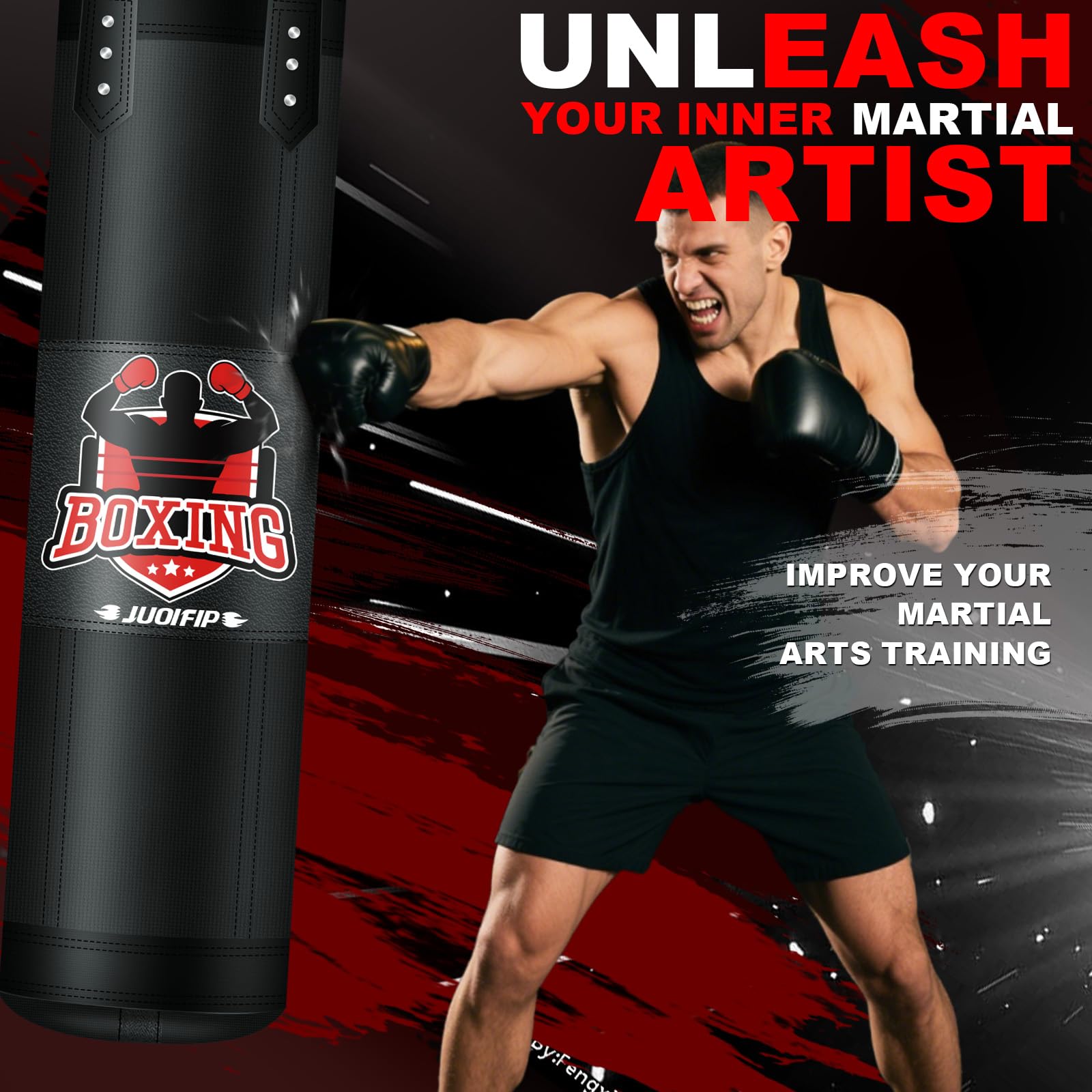 Punching Bag Set for Adults, 4FT Oxford Heavy Boxing Bag Set with 12 OZ Boxing Gloves, Suitable for MMA Karate Kickboxing Boxing Muay Thai Training at Home or Gym - Unfilled Heavy Bag