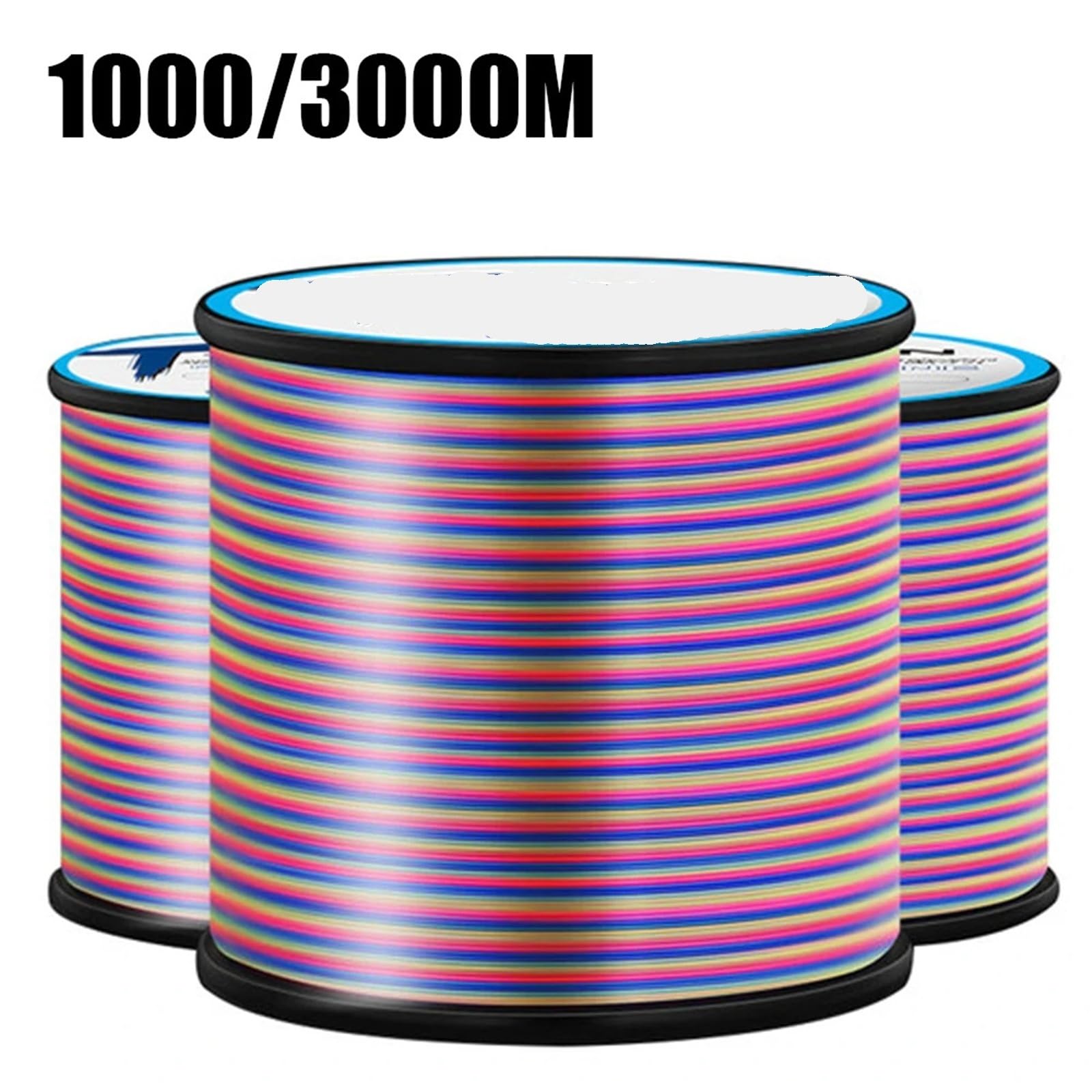 Ligne de pêche Solide en Nylon monofilament Multicolore, 500M 1000M 3000M(Multicolor,3000M-0.400-28LB)