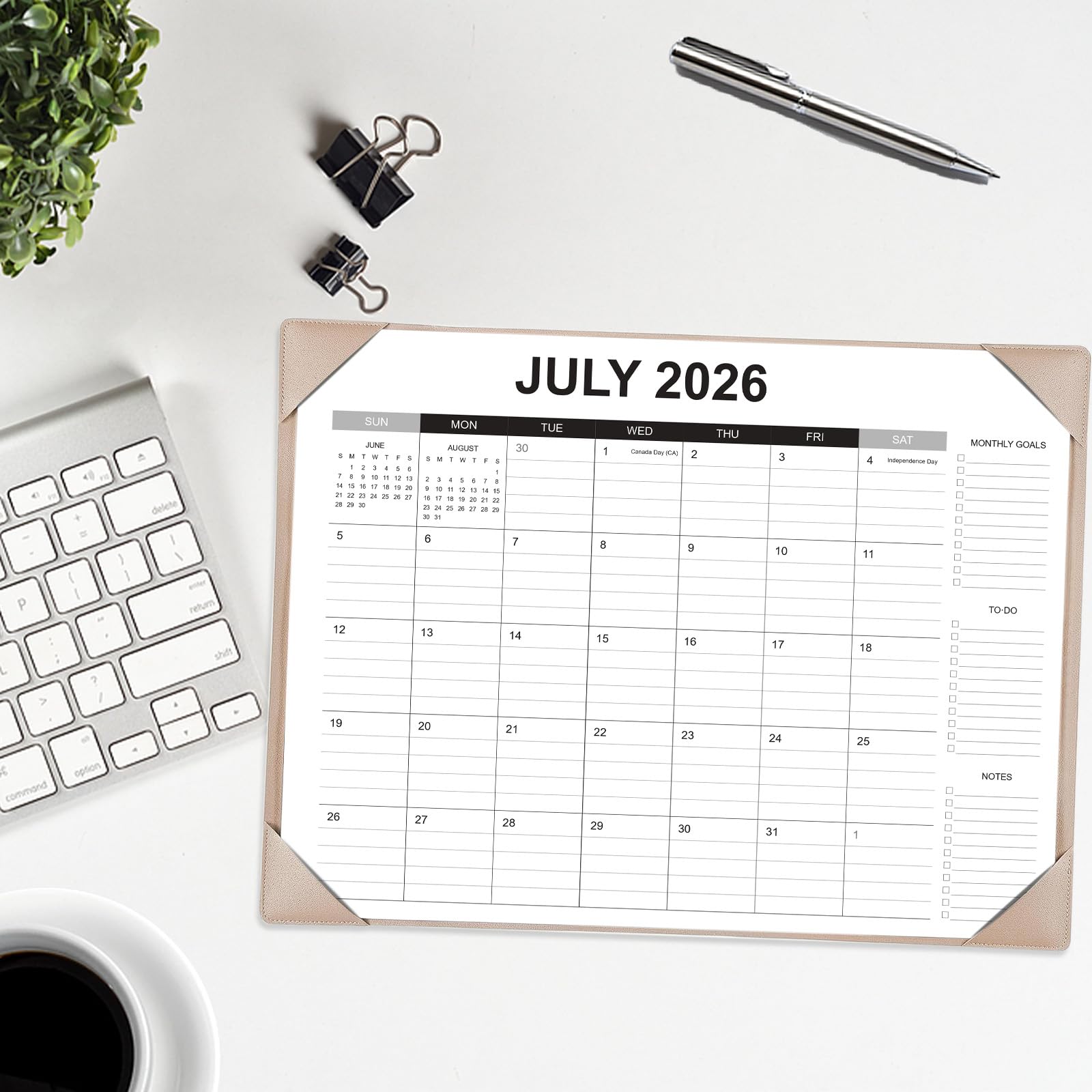 Kalendarz biurkowy 2026-2027 z matą na biurko – 56 x 43 cm, duża podkładka na biurko, kalendarz od stycznia 2026 do czerwca 2027 r., materiały biurowe, kalendarz miesięczny do domu i biura