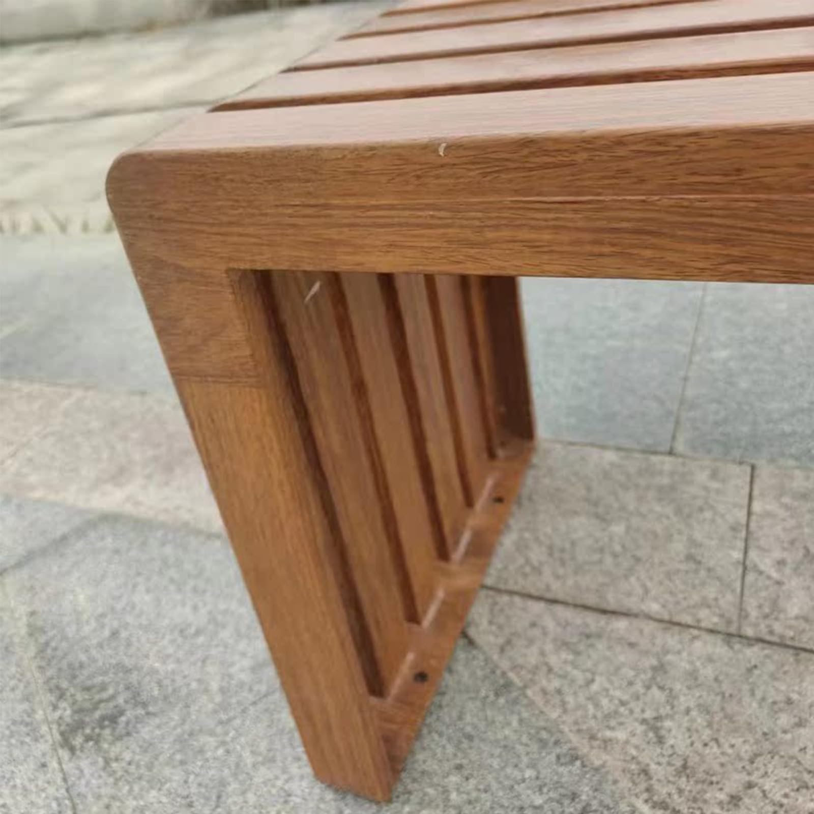 Gartenbank Metall, Holzbank, Gartenbänke, Zwei-Personen-Sitzbank Ohne Rückenlehne, Geeignet for den Strand im Freien, Zum Sonnenbaden, auf der Terrasse(Brown,100cm/39in)