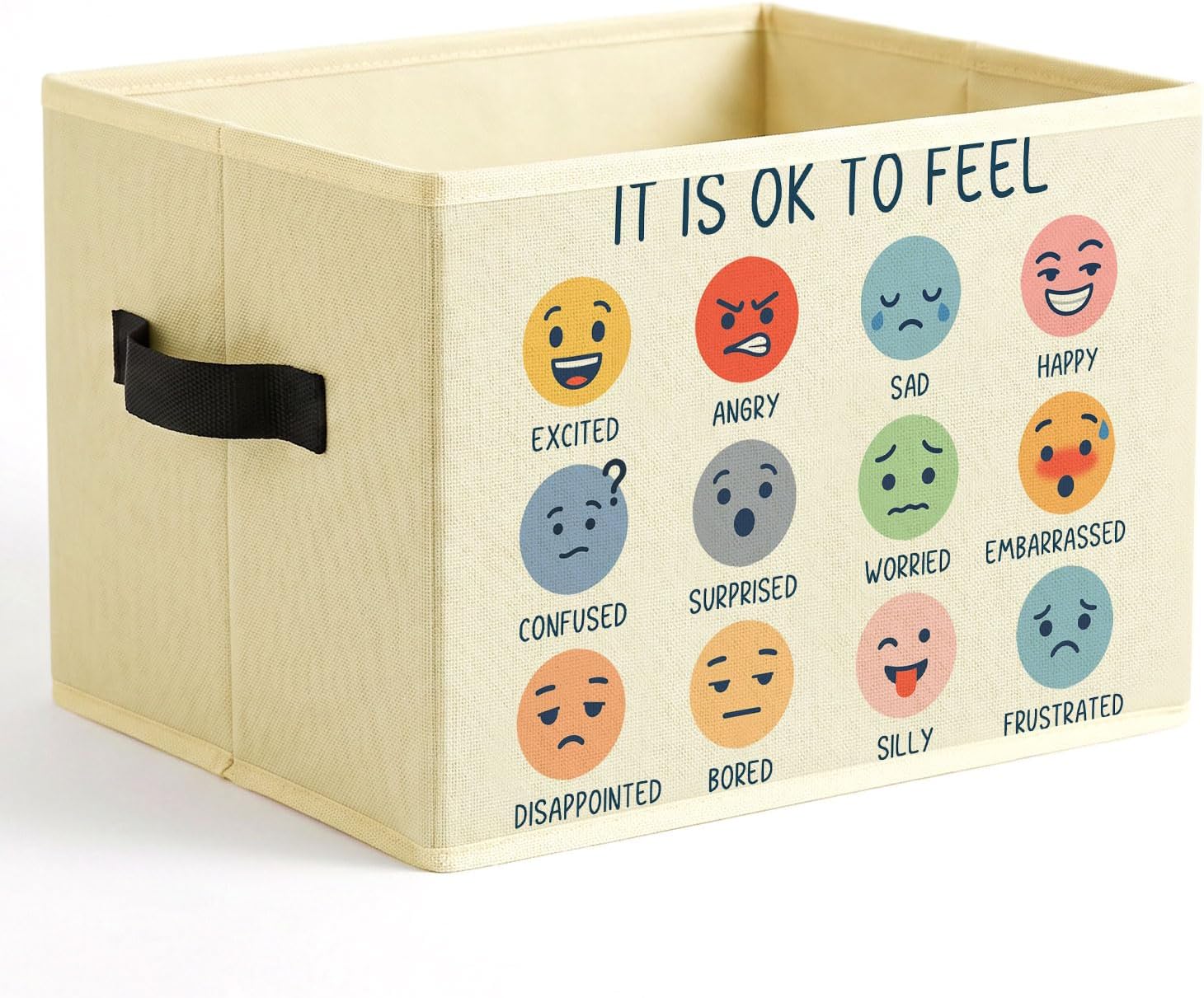 Feeling Chart Mental Health Storage Bins Box with Handles