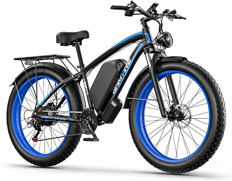 26" V7 Blue 47.45 Vdc, 17.5 Ah, 32 km/h EBike,Electric Bike for Adults, Hydraulic Disc Brake, 21-Speed Off Road Snow Mountain Pedal Assist Fat Tire Fast E-Bike UL2849 by SGS