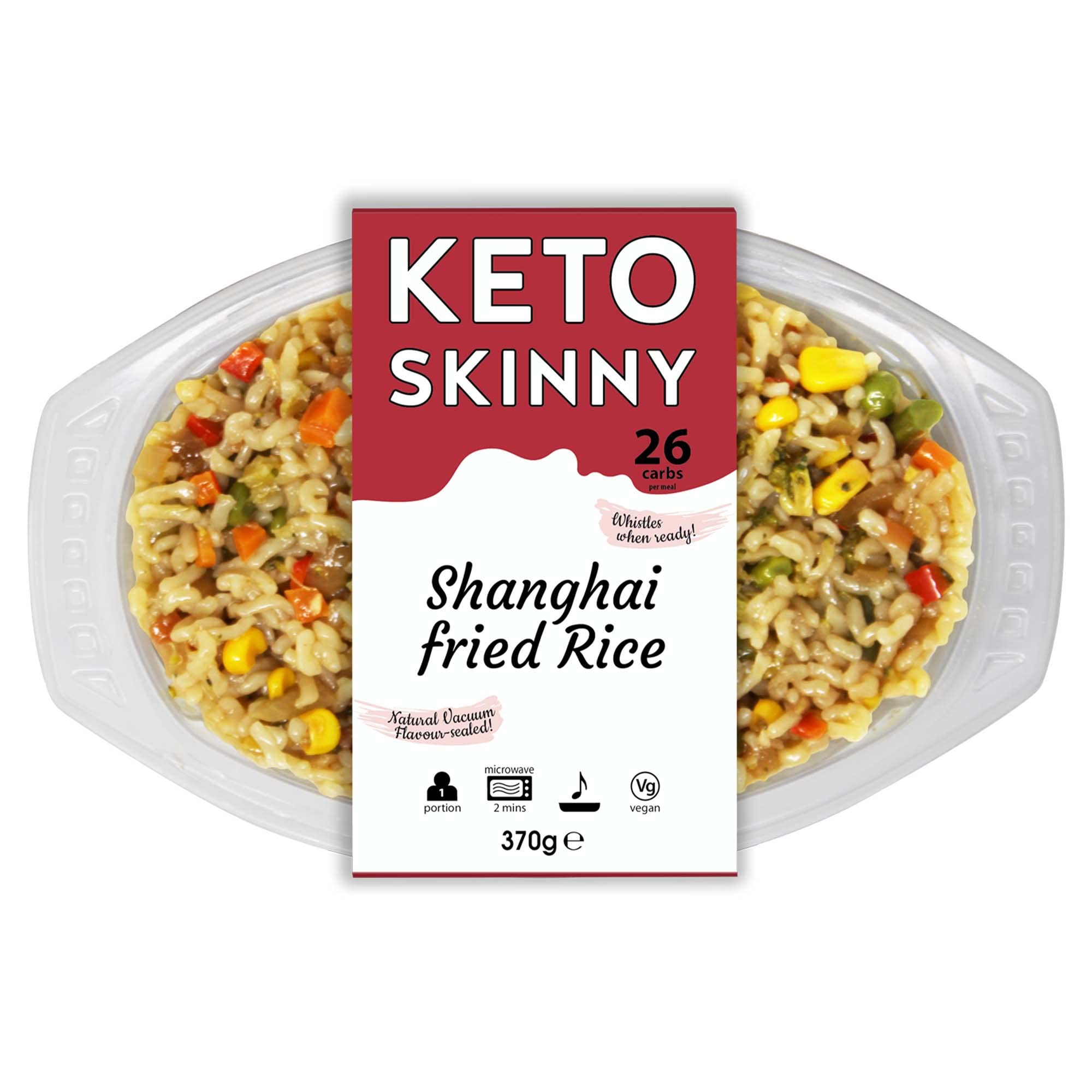 Keto Skinny Shanghai Fried Rice (Pack of 3, 370g) - Konjac Rice, Shirataki, Low Calorie, Low Sugar, Low Carb, High Protein, Plant Based, Keto Diet, Fresh Ready Meals