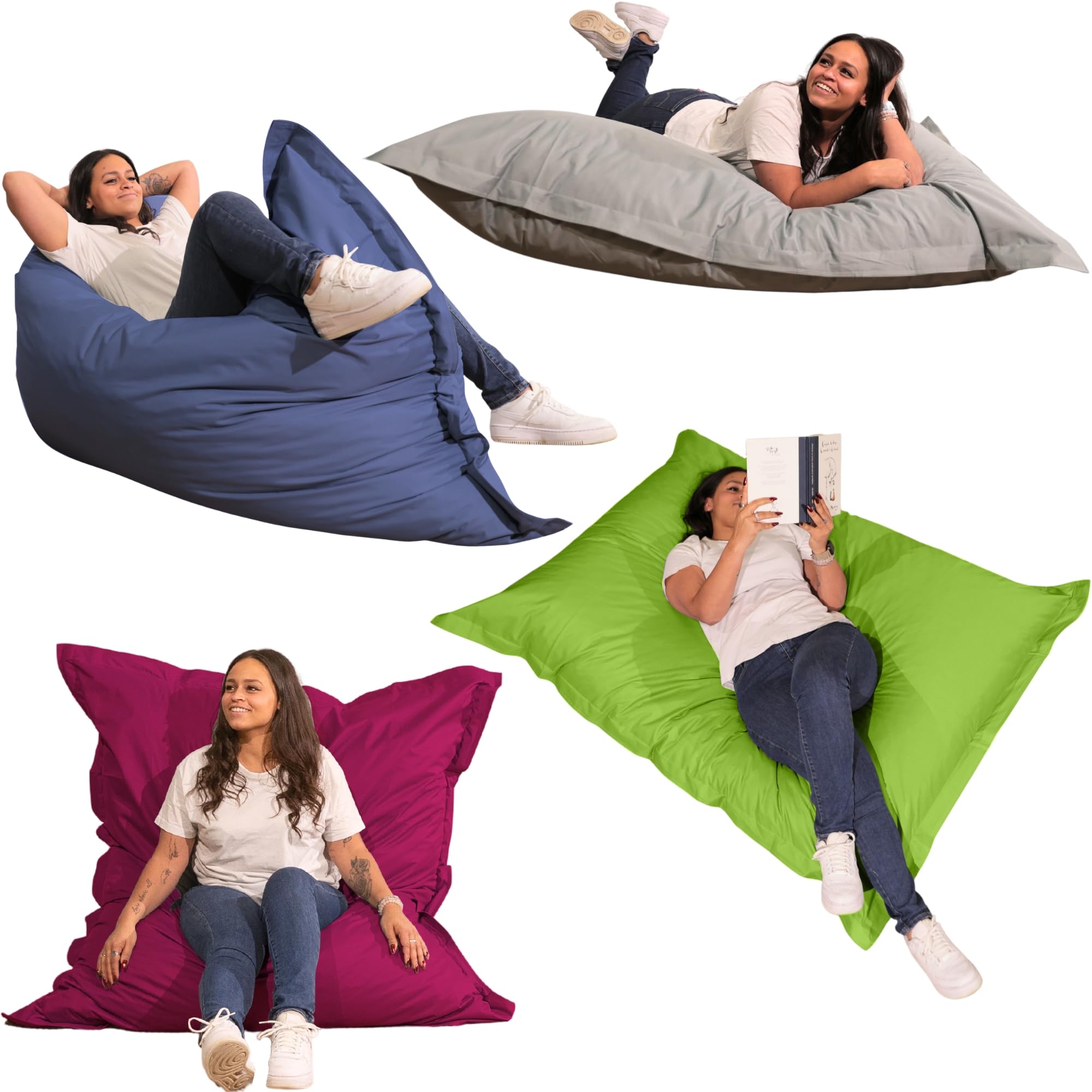 Pouf da Esterno Giardino Impermeabile Anti-UV 180x140 cm Grigio Scuro