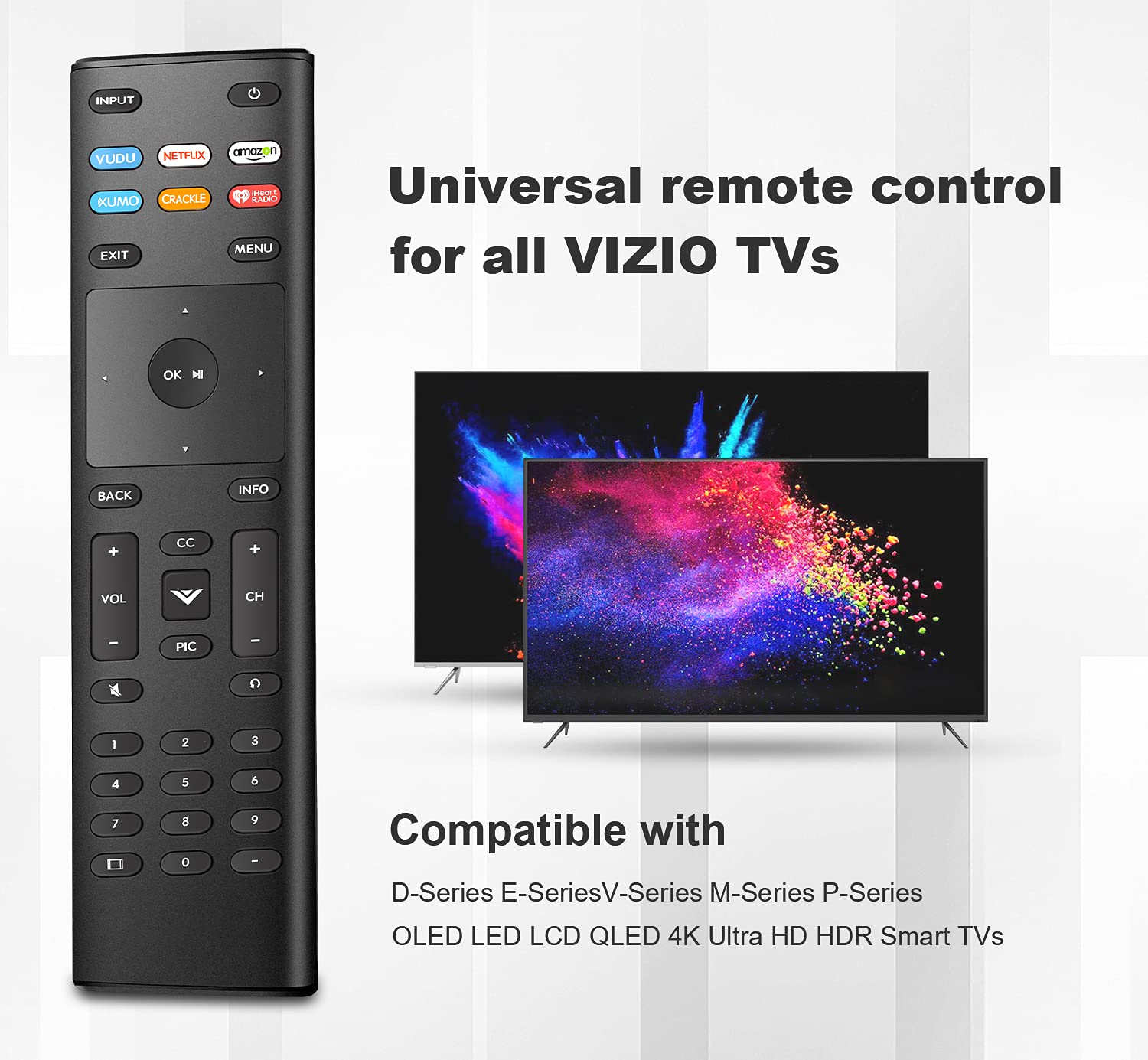 Télécommande universelle pour Vizio Smart-TV, Remote-XRT136-Remplacement compatible avec LED LCD HDTV 4K UHD et autres téléviseurs