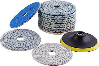 Diamond Wet Polishing Pads Set, 5 inch 15Pcs Pads for Granite Stone Conc...