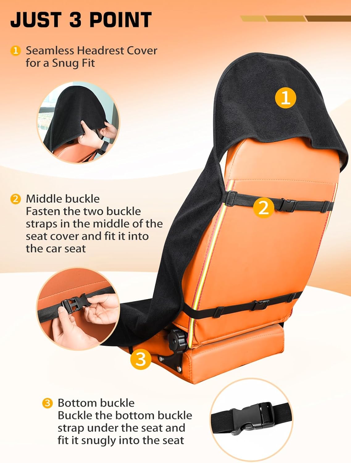 Universal Car Seat Cover Towel, Waterproof Washable Sweat Protection for Front Bucket Seats, Non-Slip Fit, Fits Cars SUVs Trucks, Ideal for Gym, Kids, Pets, Outdoor Sports, Travel (Black, 2 Pack) - Image 5