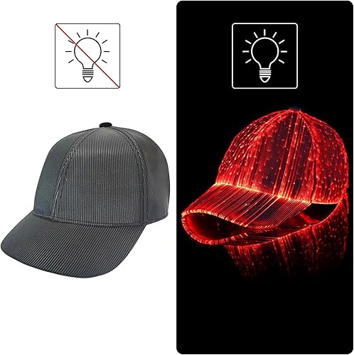 Miniatura 3 de LIOVODE LED Hat, Baseball Cap Light Up with Fiber Optic 7 Colors Luminous USB Charging Hat Accessories