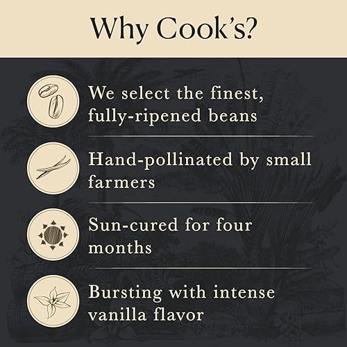 Miniatura 6 de Cook's, Granos de vainilla orgánicos de Tahití, grado A, la mejor vainilla gourmet fresca premium del mundo, certificado orgánico por CCOF, 10