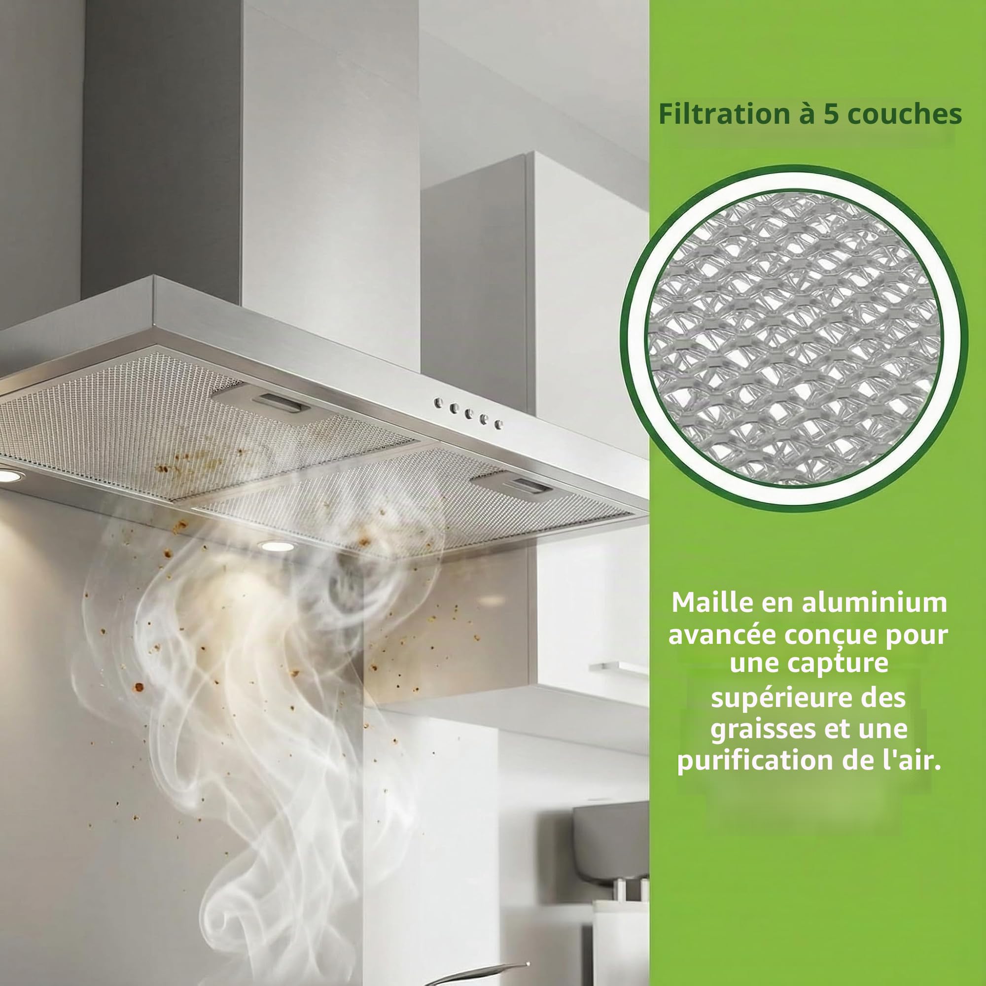Graisse Couches Pour Grille Hotte Aspirante, Filtre Hotte 32x26 Pack 2 Aluminium Lavables Grille Universelle Filtre Hotte Convient Uniquement Aux Pattes De 12 mm