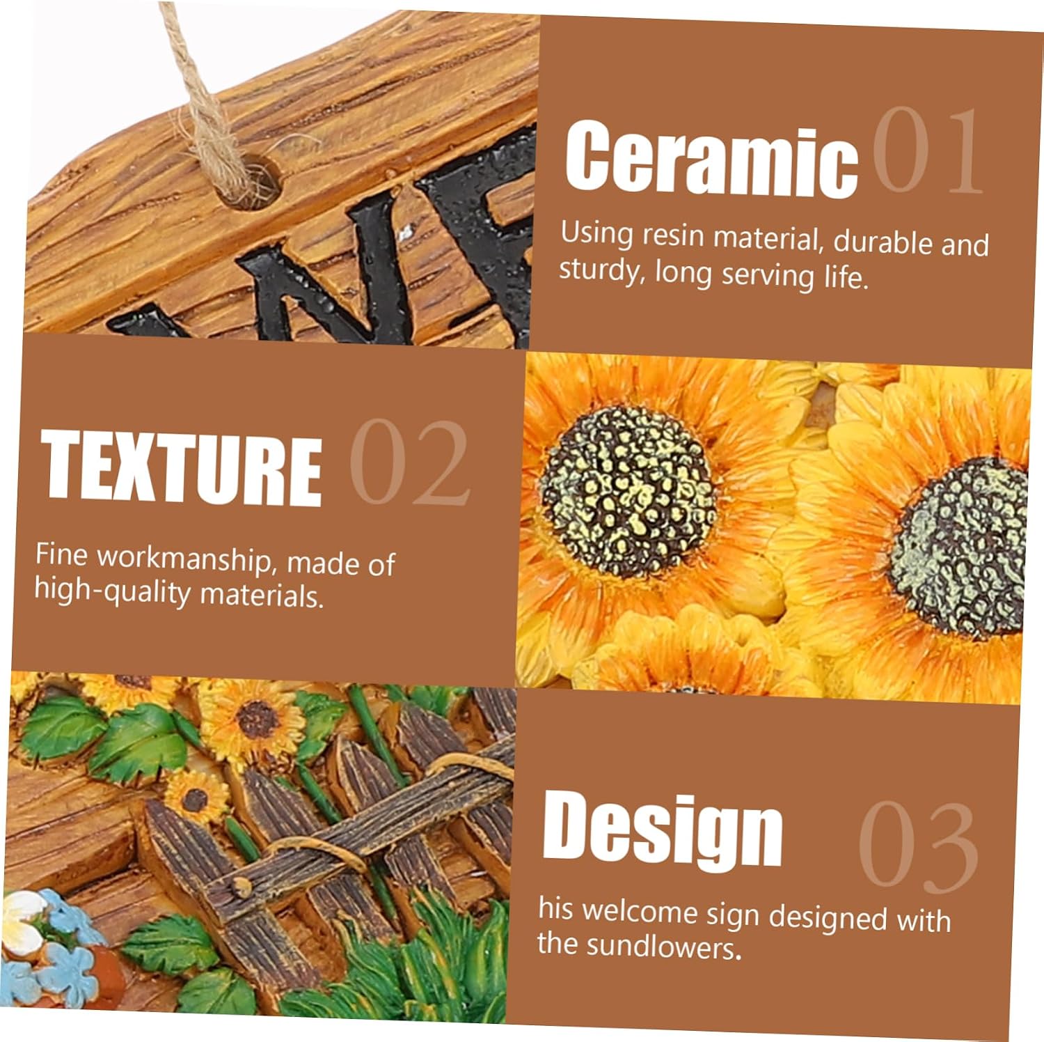 Alipis 1pc Garden Welcome Sign Rustic Resin Hanging Decoration for Front Door Outdoor Porch and Garden and Print for Welcoming Guests and Friends