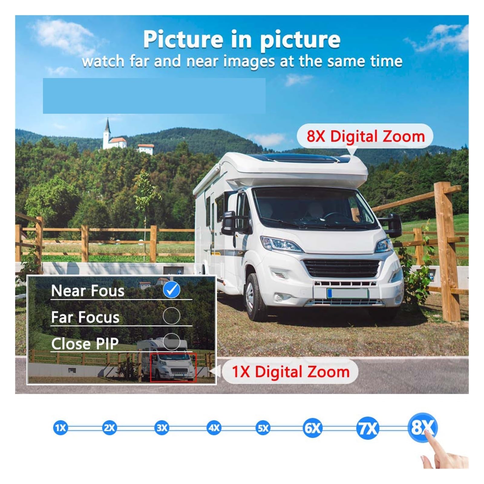 Telecamera WiFi Esterno, 8MP 4K IP Camera Security 8X Zoom Dual Lens 2K 4MP CCTV Videosorveglianza Cam AI Human Detect Auto Tracking IP66 App,Sicurezza, Antifurto(4MP ADD 64GB Card)