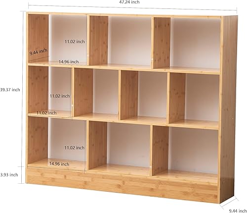 Miniatura 2 de Maydear Estantería independiente de bambú de 3 niveles estante abierto y estantería de pie para dormitorio sala de estar y estantes de