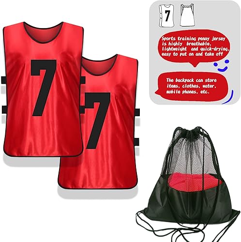 Miniatura 2 de Scrimmage - Chaleco de entrenamiento (12 unidades) para deportes de equipo, camisetas para adultos y jóvenes, baberos de fútbol, camisetas de
