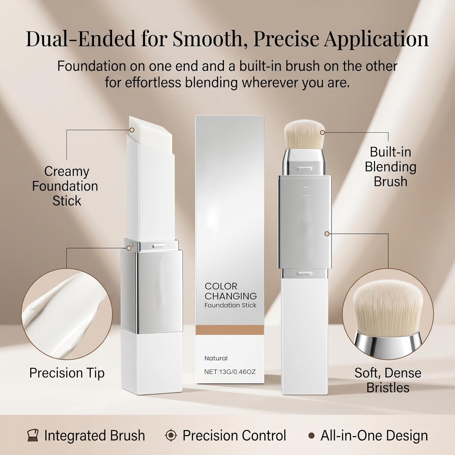 Love Color-Changing Foundation Stick with Brush, Concealer and Primer