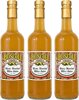 Boscoli Family Dirty Martini Olive Juice 25 oz Pack of 3, Premium Olive Brine Cocktail Mixer, All Natural Gluten Free Dirty Martini Mix for Vodka, Gin, Bloody Marys, Miceladas and Home Bars