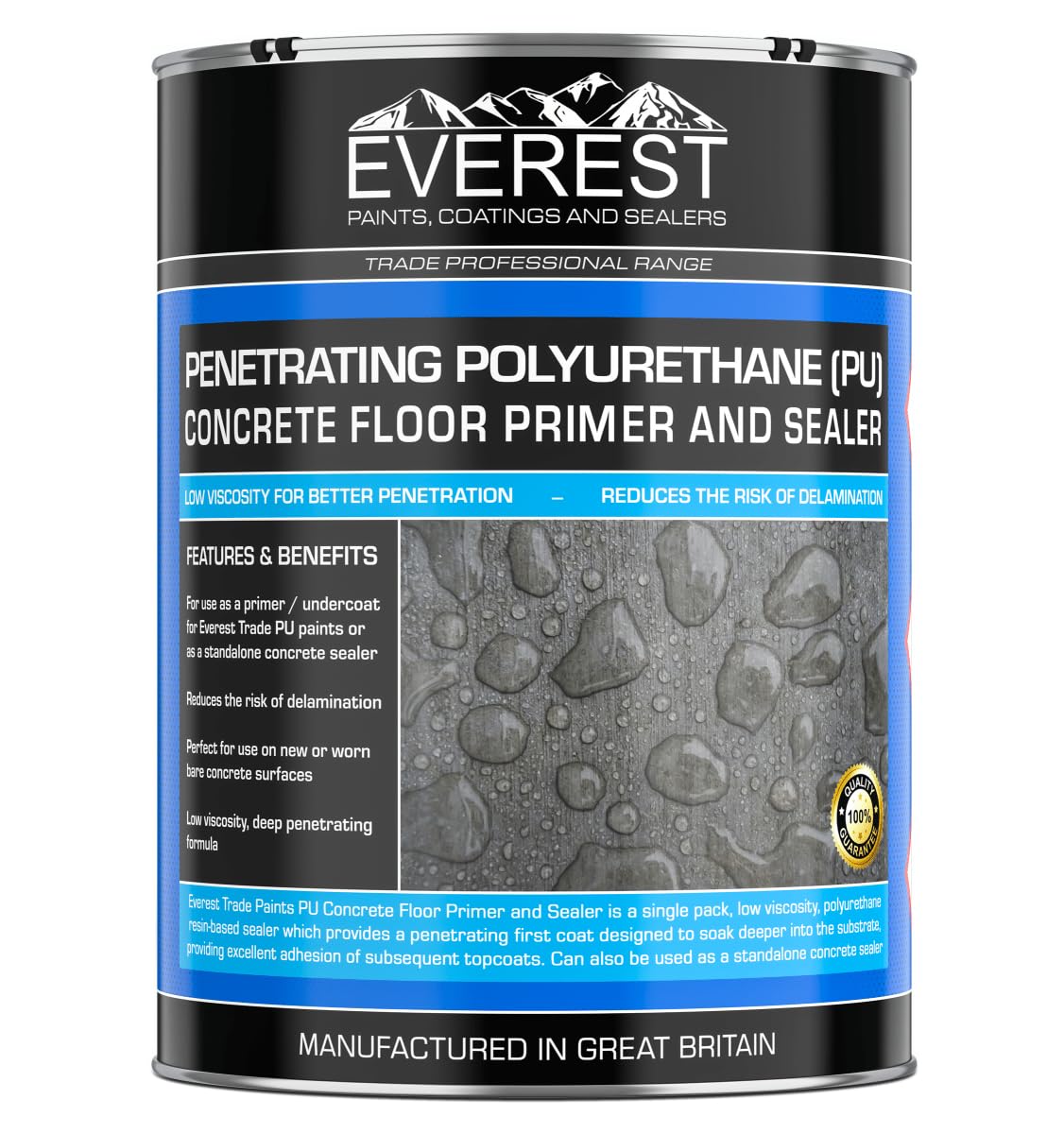 Everest Trade - Penetrating Polyurethane Concrete Dustproofer/Floor Primer & Sealer (Clear, 5 Litre)