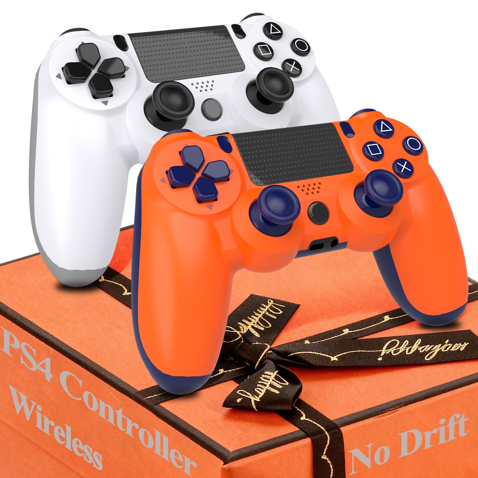 Dwifocor Control for PS4 Controller 2 Pack Wireless Remote for PlayStation 4 Controllers,Dual Gamepad Shock with Vibration No-Drift Joysticks