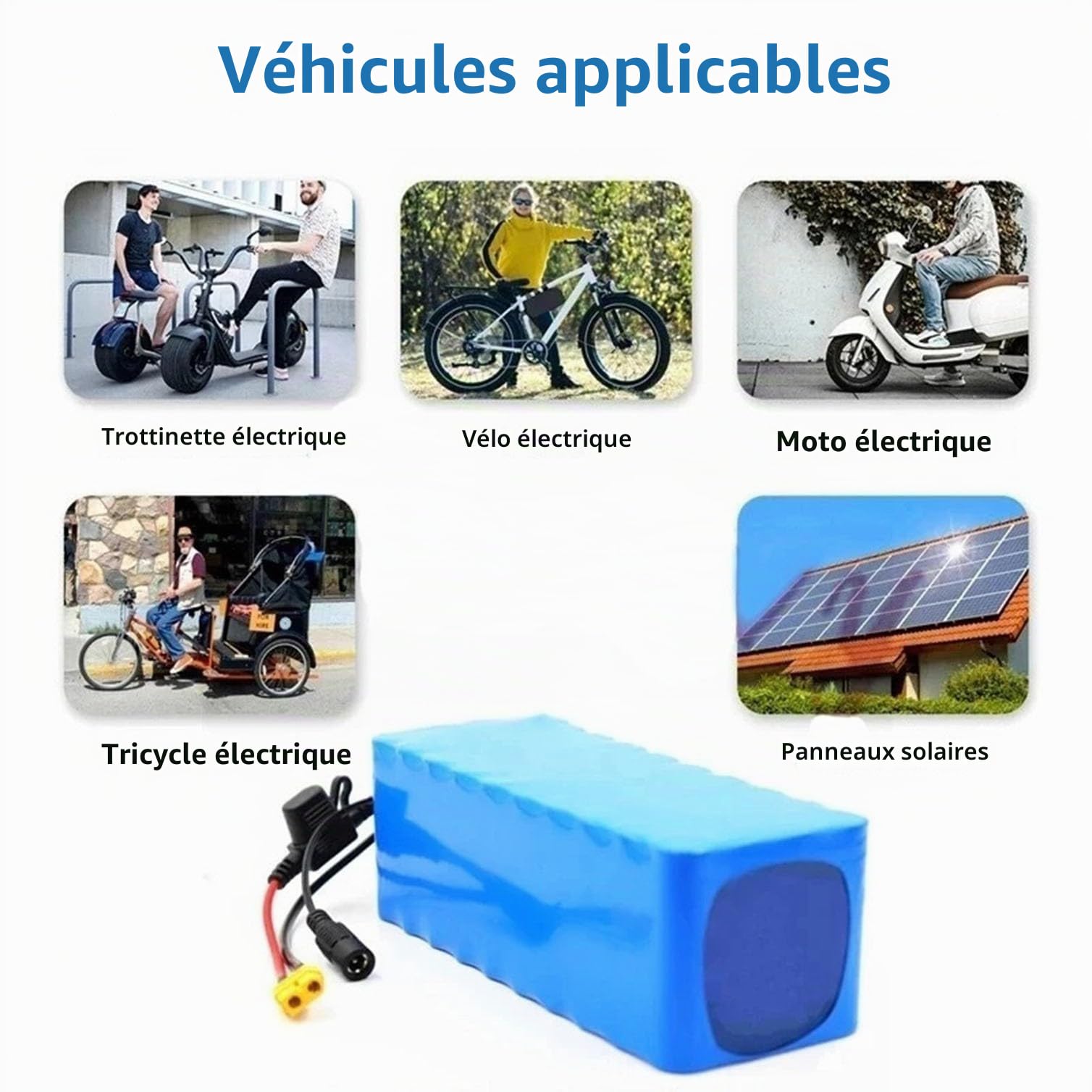 Batterie Lithium 36V 20Ah Ebike Batterie Lithium-ION 10S4P pour vélo électrique avec Chargeur pour Moteur 500W 750W 1000W avec BMS 30A Et Chargeur