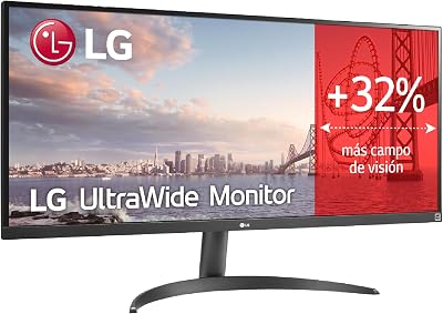LG 34WQ500-B – Monitor UltraWide 34″, Panel IPS 2560×1080 21:9, 100 Hz, 5 ms, HDR10, AMD FreeSync, Super Resolution+, 2× HDMI 2.0, Clase F, Negro