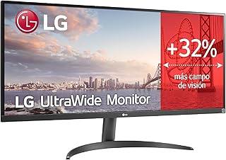 LG 34WQ500-B - Monitor UltraWide 34", Panel IPS 2560x1080 21:9, 100 Hz, 5 ms, HDR10, AMD FreeSync, Super Resolution+, 2× HDMI 2.0, Clase F, Negro