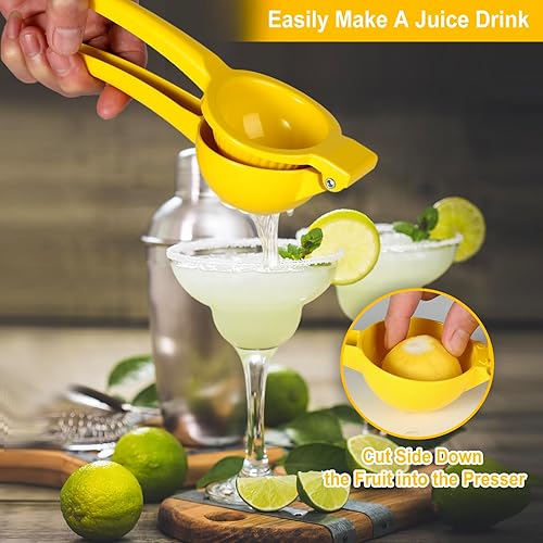 Miniatura 4 de TEZZ Exprimidor de limón, exprimidor de mano de alta calidad para limón, exprimidor de cítricos de prensa manual de metal, herramienta de barra