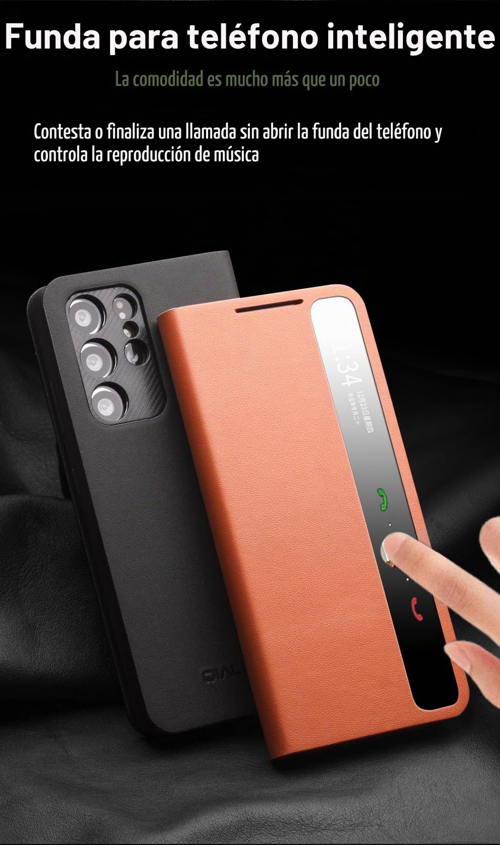 Funda de Cuero Inteligente de Alta Gama para Samsung Galaxy S21 Ultra Voltear/Suspender/Responde la Llamada de Forma Inteligente/Carcasa de Telefono Galaxy S 21 Ultra