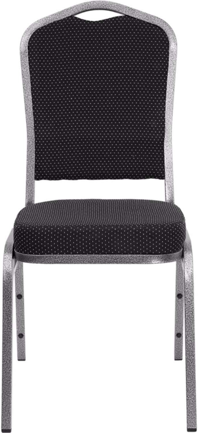 Flash Furniture HERCULES Series Crown Back Stacking Banquet Chair in Black Dot Patterned Fabric - Silver Vein Frame (Pack of 4)