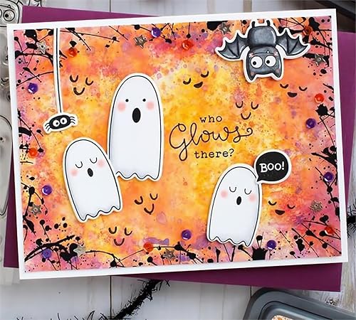 Miniatura 4 de Juego de sellos y troqueles de gato de calabaza fantasma de Halloween para hacer tarjetas, sellos transparentes y troqueles de corte de metal para