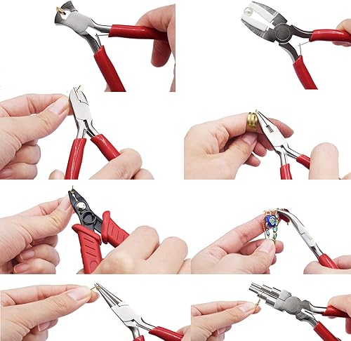 Miniatura 3 de TOOLEAGUE Juego de 8 alicates de joyería, mini herramientas de fabricación de joyas, multiusos para reparación de joyas con bolsa de almacenamiento