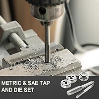 Vista 7 de BeHappy Juego de machos y terrajas de 40 piezas, tamaño métrico estándar M3 a M12, juego de herramientas de roscado para cortar roscas externas e