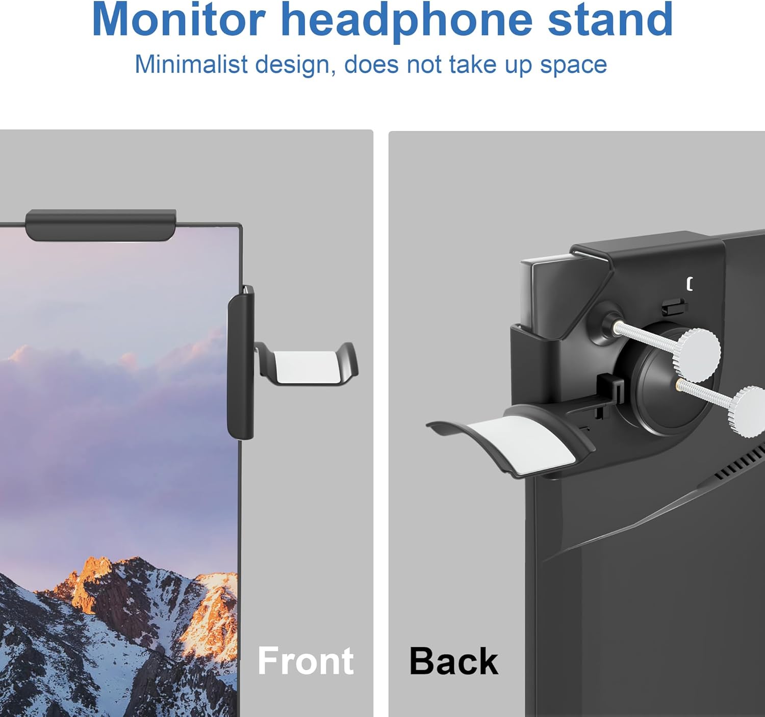 Headphone Holder for Screen, Plastic Headphone Stand, Headset Stand Suitable for AirPods Max, Sony, Bose, Beats and More (black)