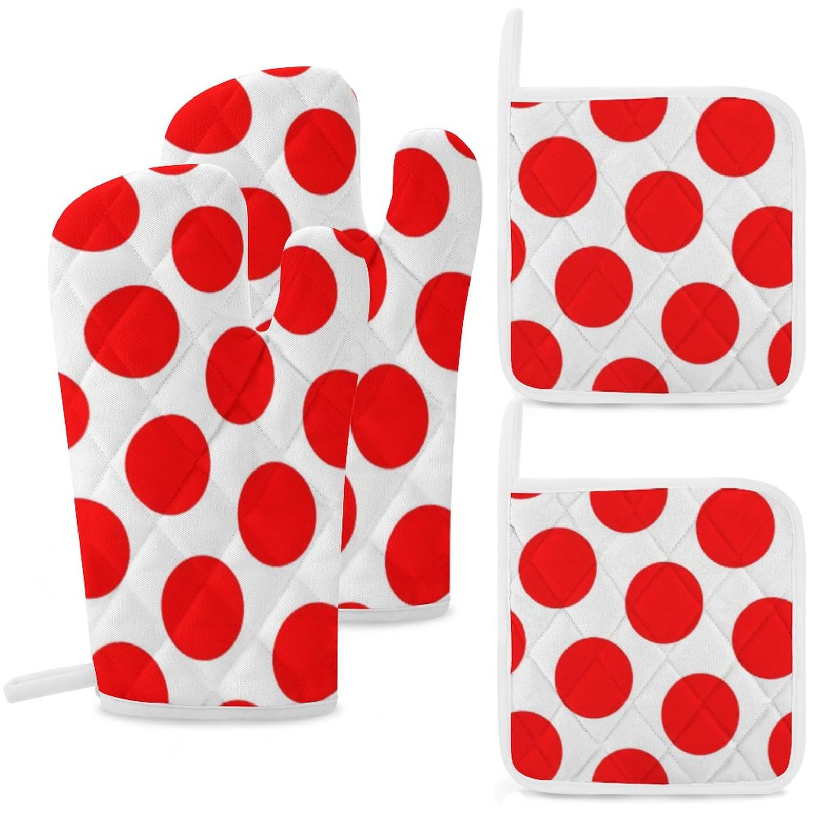 4Pcs Oven Mitts and Pot Holders, Heat Resistant Oven Mitts Gloves Set Kitchen Hot Pads for Cooking Grill