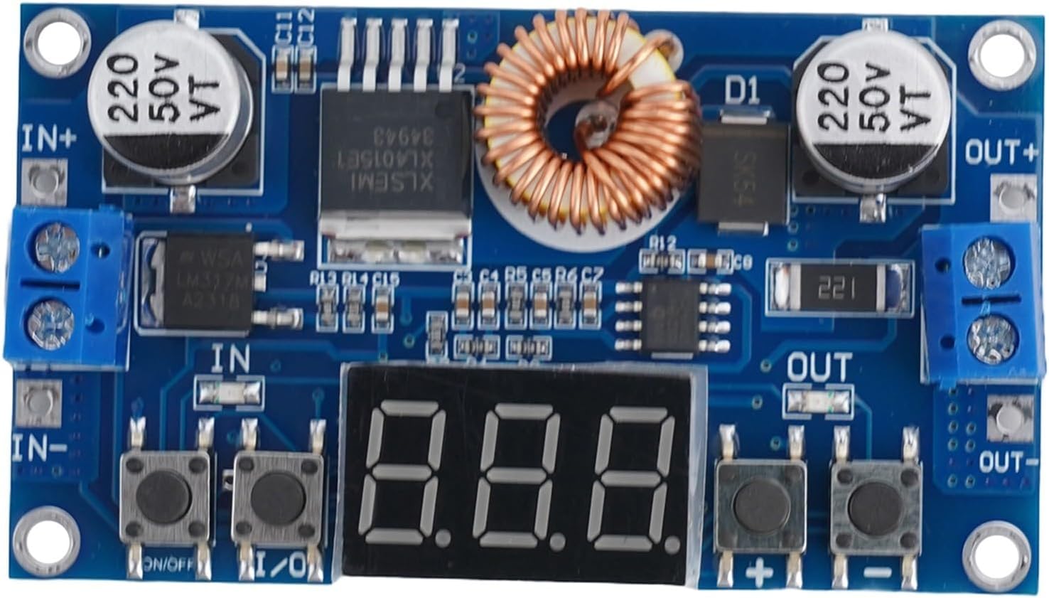 Adjustable DC-DC Step-Down Module 5A 75W, for CNC Power Supply with Input/Output Voltmeter, Industrial Grade Efficiency up to 96%