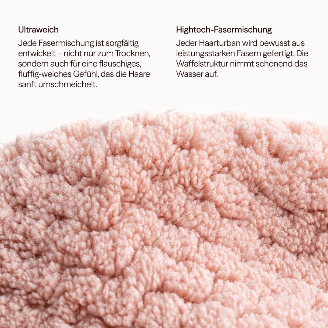 waschies Mikrofaser Haarhandtuch/Haarturban mit praktischem Fixierknopf – 2er Set Pink/Rosa – für schnelle Haartrocknung – sanft, leicht & saugfähig – geeignet für alle Haartypen