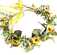 Vista 27 de Corona floral guirnalda de flores diadema diadema corona floral diadema halo boho fiesta baile boda fotos naranja