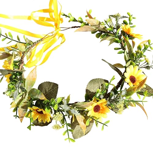 Miniatura 27 de Corona floral guirnalda de flores diadema diadema corona floral diadema halo boho fiesta baile boda fotos naranja