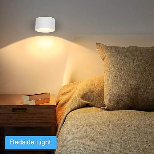 Miniatura 8 de LIGHTESS Apliques LED de pared, lámparas de pared con pilas recargables, paquete de 2, 3 niveles de brillo y 3 temperaturas de color, rotación de