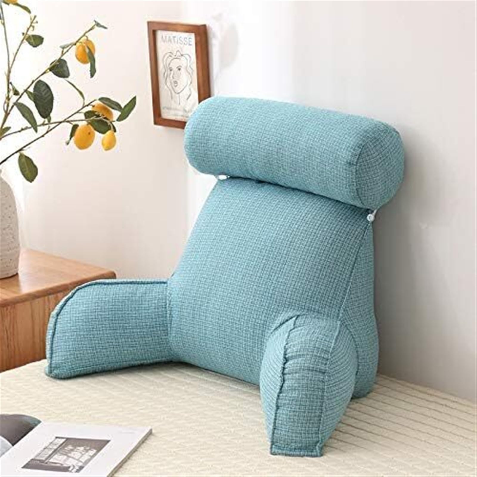Uoxhfdh Blue Bed Rest Lumbar Support Cushion With Arm Breathable Seat Relax Pillow(Blue)
