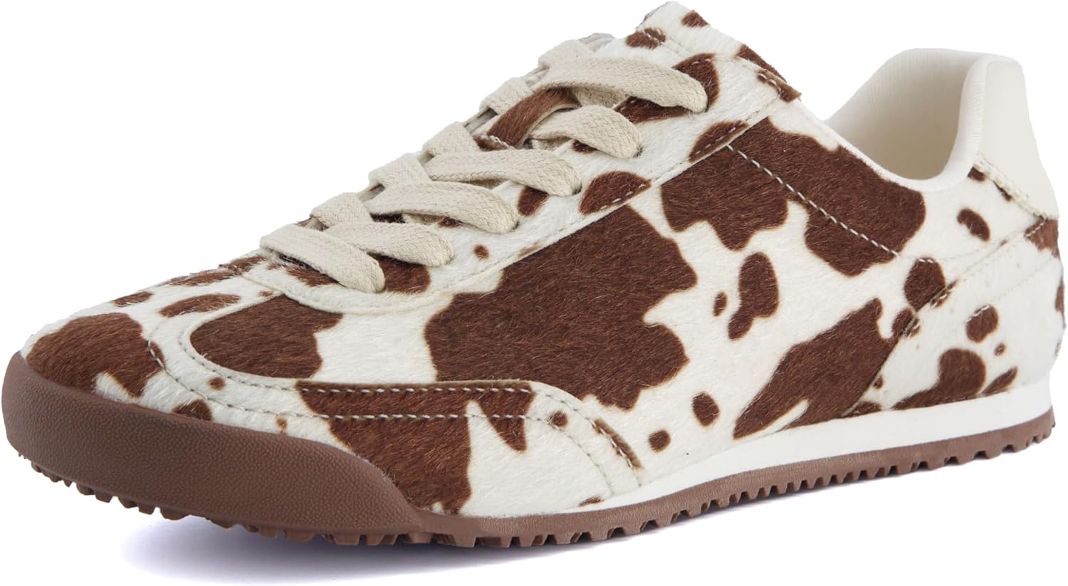 CUSHIONAIRE Techno Women’s Vegan Cow Print Calf-Hair Lace-Up Sneakers with Memory Foam Comfort - Image 9