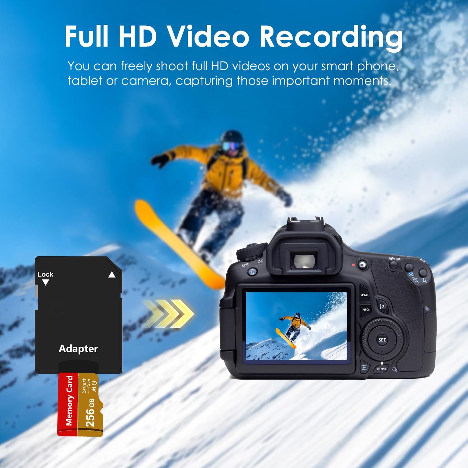 2Pack Memory Card 256GB with Adapter, High Speed SD Card,Memory card Full HD,TF Card For smartphones, Tablets,Digital Camera Tablet and Drone (2Pack-256GB) - 3