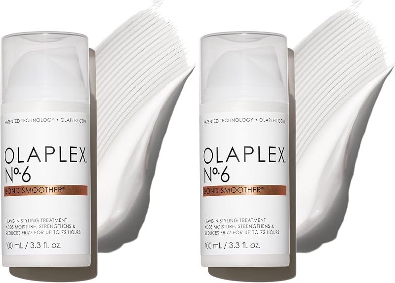 Olaplex Nº. 6 Bond Smoother: Leave-In Styling Treatment | Smooths,Conditions,& Strengthens | Frizz Control for Up to 72 Hours-| For Coily,Curly,Straight,and Wavy,100 mL / 3.3 Fl Oz,(Pack of 2)