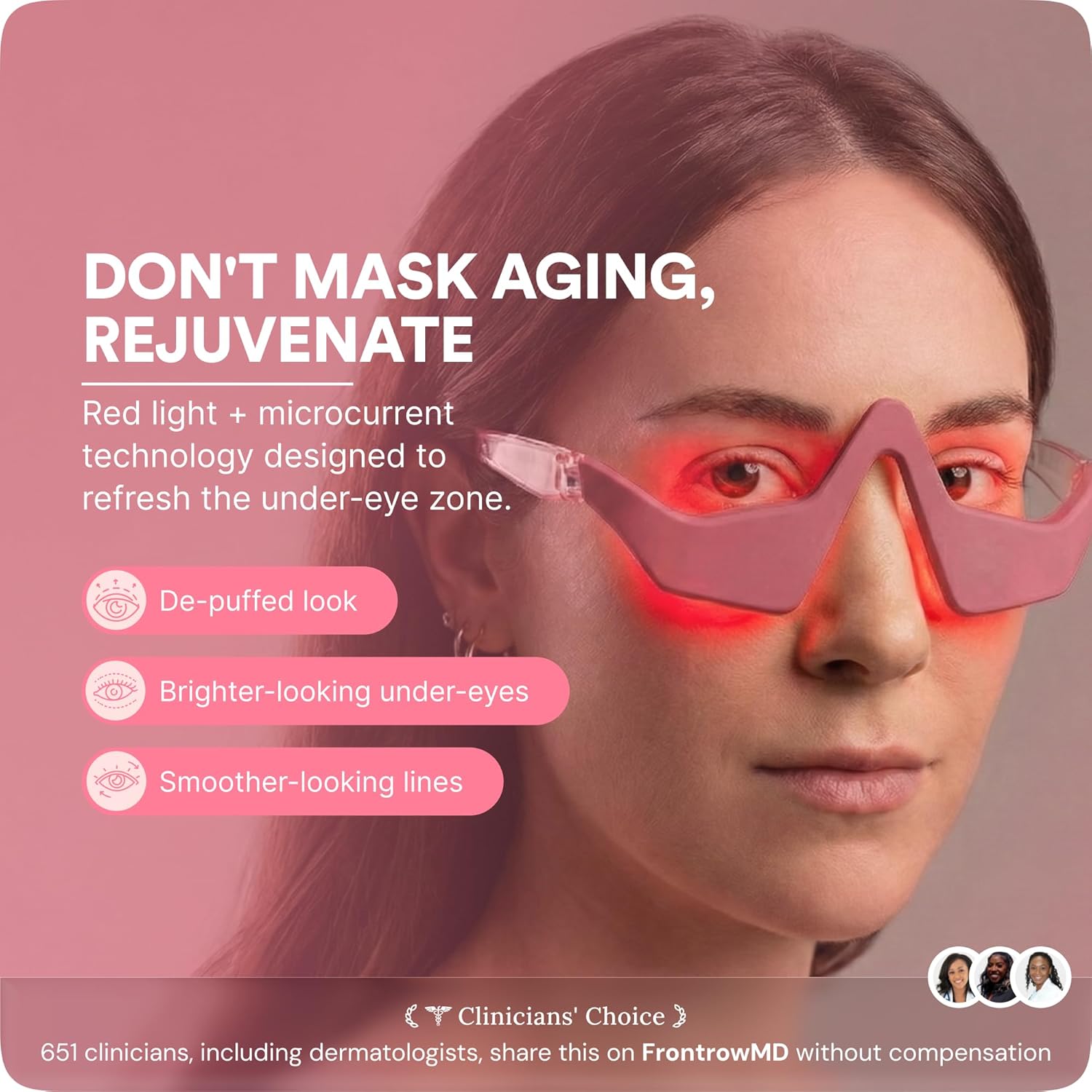 BOTANIQUE PARIS® RevitalEyes Under Eye Red Light Therapy [SUITABLE FOR ALL SKIN TYPES] - Light Therapy Device for Under Eye Bags, Puffiness & Fine Lines - Skincare Tool for Women & Men (Bright Pink)