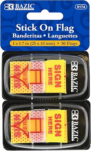 Miniatura 1 de BAZIC - Dispensadores de marcadores de página de neón, 1 x 1.7 pulgadas, pestañas de índice de bandera de flecha, marcadores de página (50