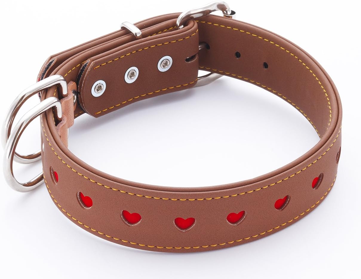 Petio Haty Flat Collar, Brown, for Short Hair, Medium Dogs, 1.2 inches (30 mm)