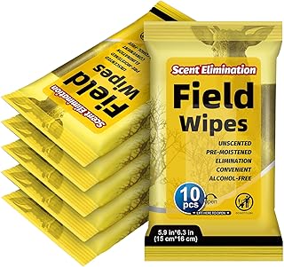 Timgle 6 Packs Scent Elimination Field Wipes 60 Count Scent Blocker Unscented Hunting Wipes for Deer Hunting Odor Cover Elimination Control
