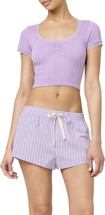 florence by mills Womens Villa Collection Poplin Stripe Cheeky Low-Rise Shortie