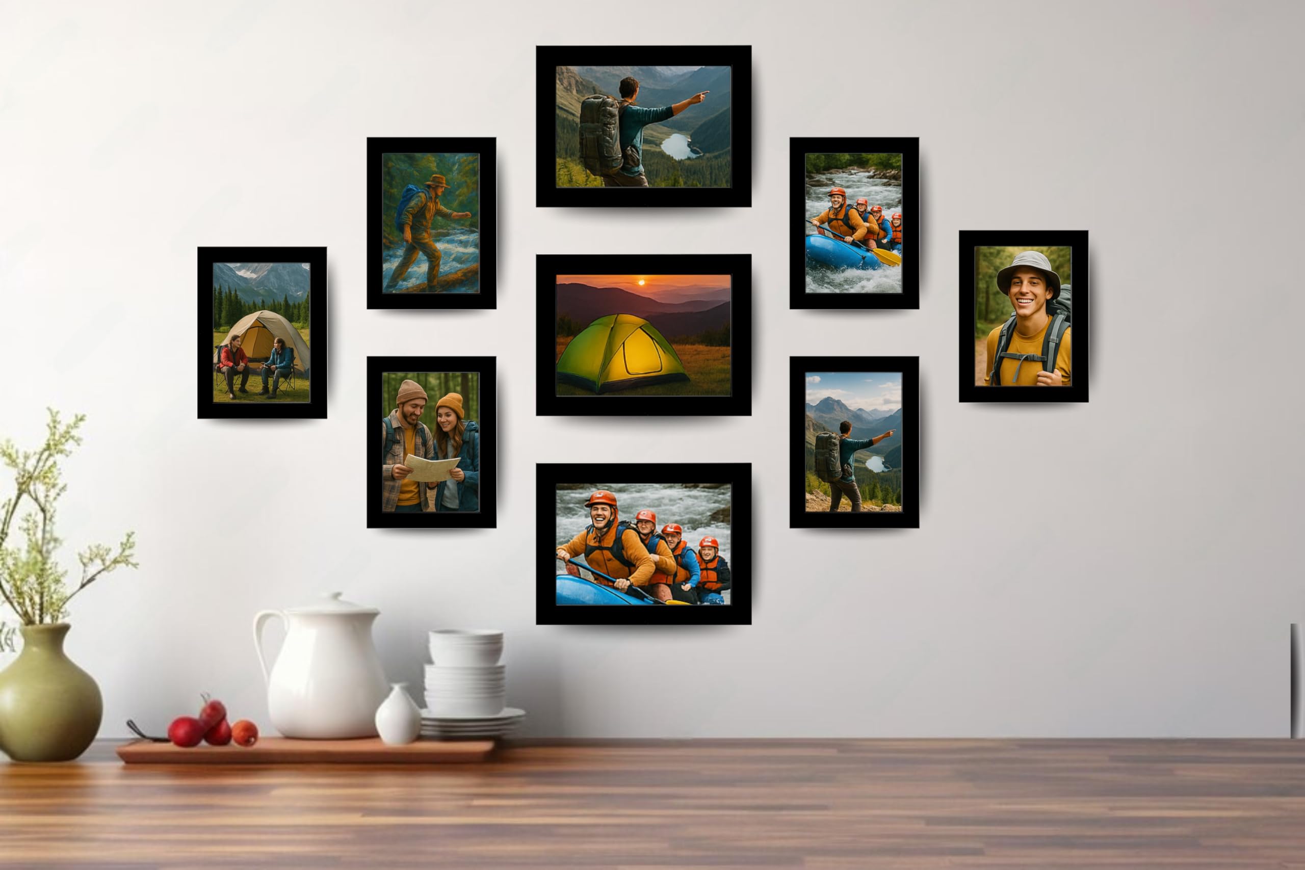 Dev Aastha 9-Pack Black Photo Frame Set – 6(4x6), 3(5x7) for Wall Decoration | Picture Frames for Family Photos, Certificates, Home, Office, Wedding & Gift Use 1