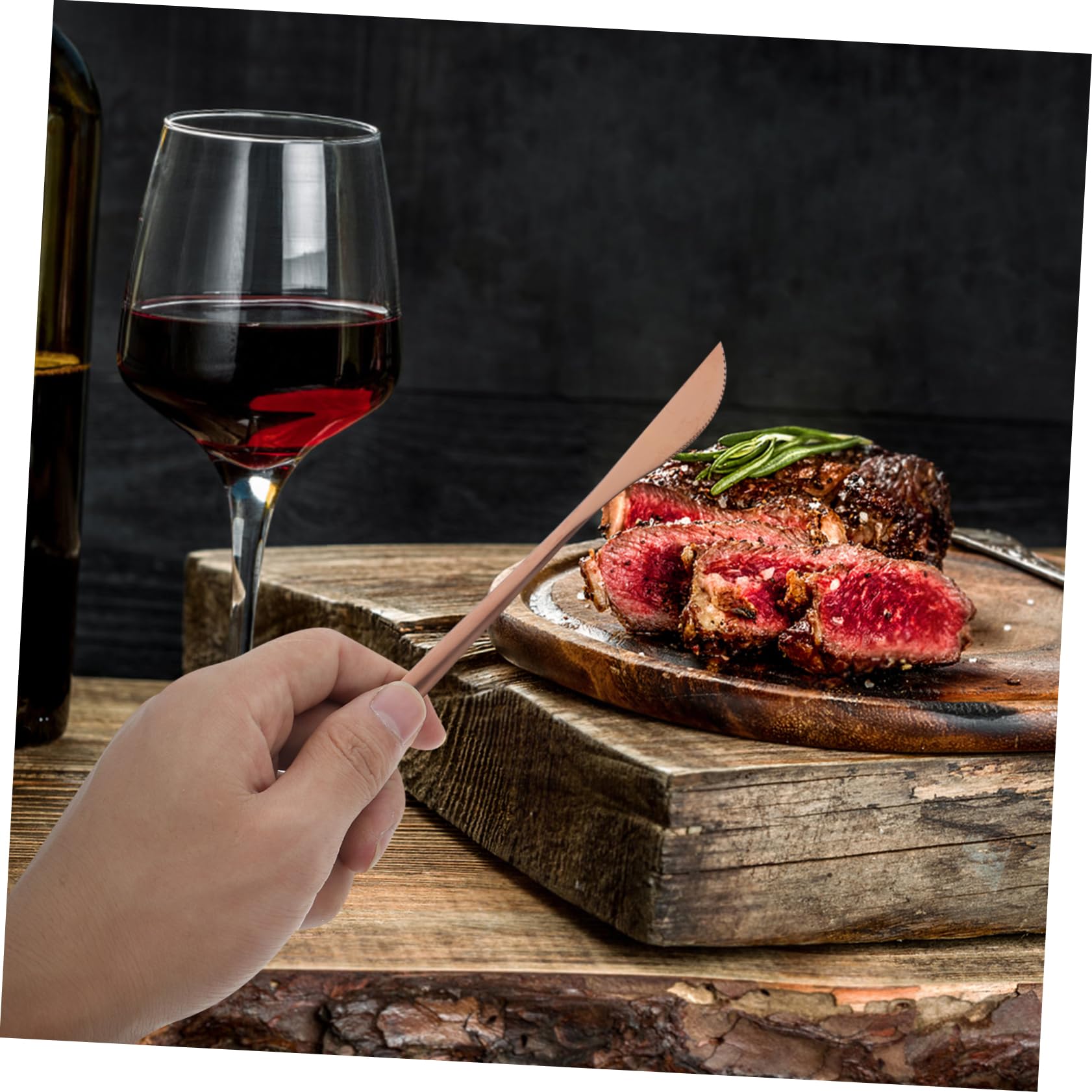 30 Piezas Cubertería Inoxidable con Acabado Rosa Dorado Cubiertos para Fiestas y Bodas Tenedor Cuchara y Cuchillo para Comidas Elegantes