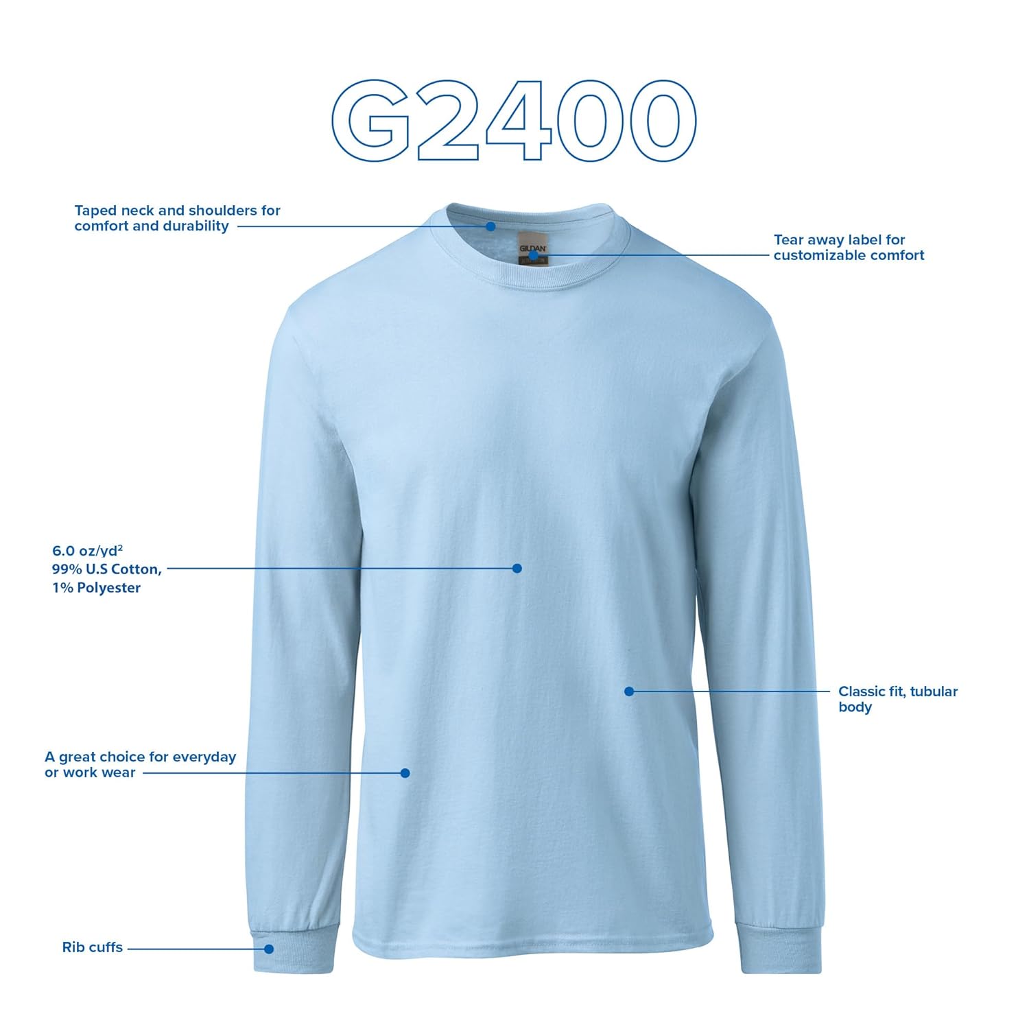 Gildan Adult Ultra Cotton Long Sleeve T-Shirt, Style G2400, Multipack Gildan Adult Ultra Cotton Long Sleeve T-Shirt, Style G2400, Multipack